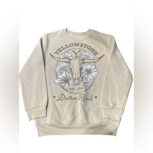 Yellowstone Dutton Ranch Tan Graphic Sweater Size XS Women’s  EUC